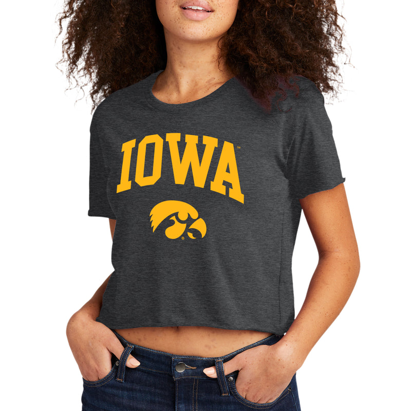 Iowa Arch Logo Festival Womens Cali Crop - Charcoal