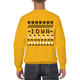 University of Iowa Hawkeyes Holiday Sweater Crewneck Sweatshirt - Gold