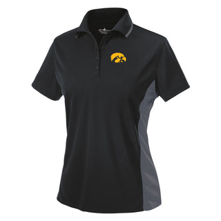 Iowa Hawkeyes Primary Logo Women's Color Blocked Wicking Polo - Black/Slate