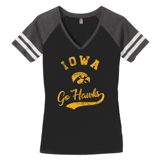 Iowa Retro Script Go Hawks - Black / Heather Charcoal