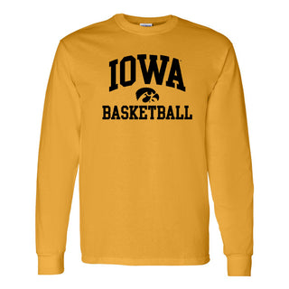 University of Iowa Hawkeyes Arch Logo Basketball Heavy Blend Long Sleeve T Shirt - Gold