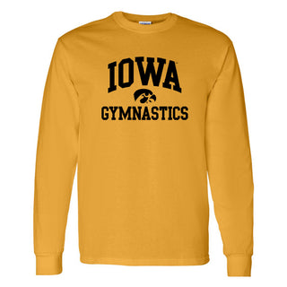 University of Iowa Hawkeyes Arch Logo Gymnastics Long Sleeve T Shirt- Gold