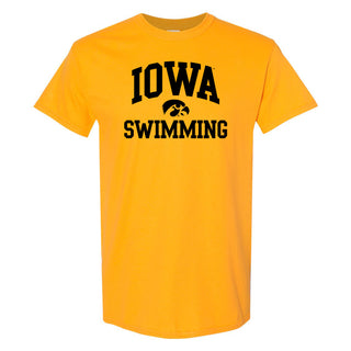 University of Iowa Hawkeyes Arch Logo Swimming Short Sleeve T Shirt - Gold