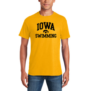 University of Iowa Hawkeyes Arch Logo Swimming Short Sleeve T Shirt - Gold