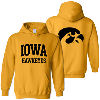 University of Iowa Hawkeyes Front Back Print Heavy Blend Hoodie - Gold