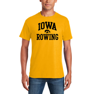 University of Iowa Hawkeyes Arch Logo Rowing Short Sleeve T Shirt - Gold