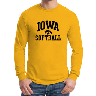 University of Iowa Hawkeyes Arch Logo Softball Long Sleeve T Shirt- Gold