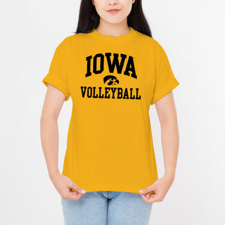 University of Iowa Hawkeyes Arch Logo Volleyball Short Sleeve T Shirt - Gold