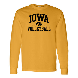 University of Iowa Hawkeyes Arch Logo Volleyball Sleeve T Shirt- Gold