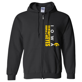 University of Iowa Hawkeyes Vertical Block Left Chest Full Zip Hoodie - Black