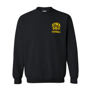 Classic Football Arch Left Chest Iowa Hawkeyes Heavy Blend Crewneck Sweatshirt - Black