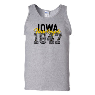 Iowa Hawkeyes Flower Power Heavy Cotton Tank Top - Sport Grey