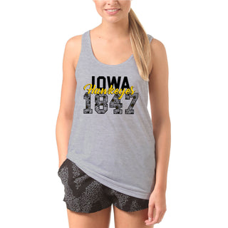 Iowa Hawkeyes Flower Power Heavy Cotton Tank Top - Sport Grey