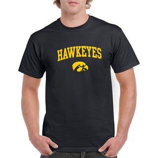 Mascot Arch Logo Iowa Hawkeyes Basic Cotton Short Sleeve T Shirt - Black