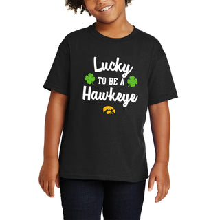 Iowa Hawkeyes Lucky to be a Hawkeye Youth T Shirt - Black