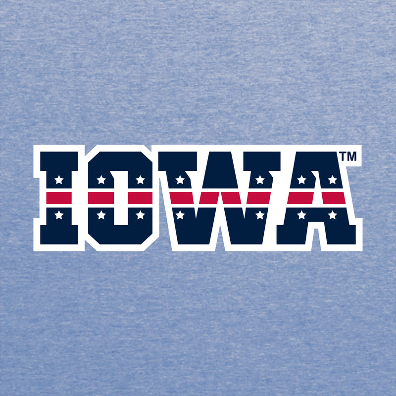 Iowa Hawkeyes Patriotic Wordmark Triblend T Shirt -Blue Triblend