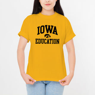 University of Iowa Hawkeyes Arch Logo Education Short Sleeve T Shirt - Gold