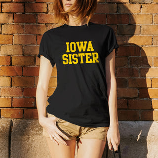 University of Iowa Hawkeyes Basic Block Sister Short Sleeve T Shirt - Black