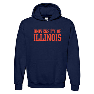 University of Illinois Fighting Illini Basic Block Cotton Hoodie - Navy