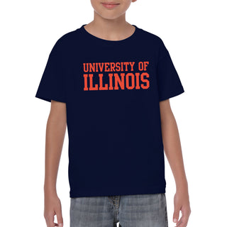 University of Illinois Fighting Illini Basic Block Cotton Youth T-Shirt - Navy