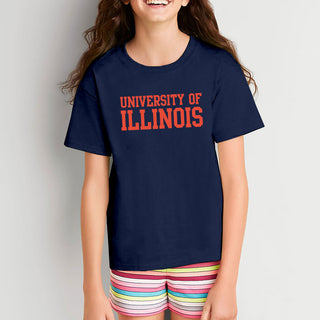 University of Illinois Fighting Illini Basic Block Cotton Youth T-Shirt - Navy