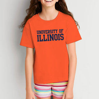 University of Illinois Fighting Illini Basic Block Cotton Youth T-Shirt - Orange