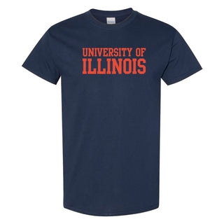 University of Illinois Fighting Illini Basic Block Cotton T-Shirt - Navy