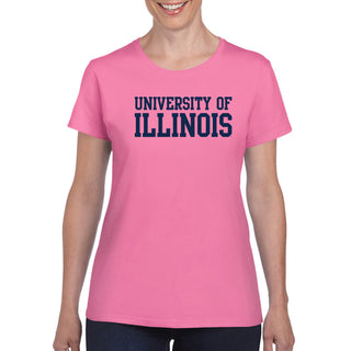 University of Illinois Fighting Illini Basic Block Women's Cotton T-Shirt - Azalea