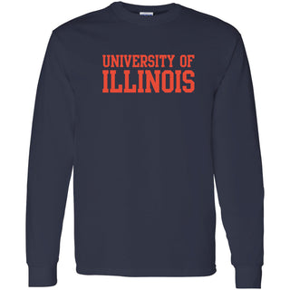 University of Illinois Fighting Illini Basic Block Cotton Long Sleeve T-Shirt - Navy