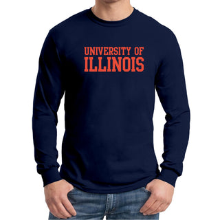 University of Illinois Fighting Illini Basic Block Cotton Long Sleeve T-Shirt - Navy