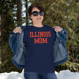 Illinois Fighting Illini Basic Block Mom Crewneck Sweatshirt - Navy