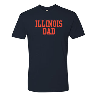 Illinois Fighting Illini Basic Block Dad Premium Cotton T Shirt - Midnight Navy