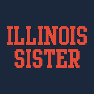 Illinois Fighting Illini Basic Block Sister Premium Cotton T Shirt - Midnight Navy