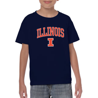 University of Illinois Fighting Illini Arch Logo Cotton Youth T-Shirt - Navy