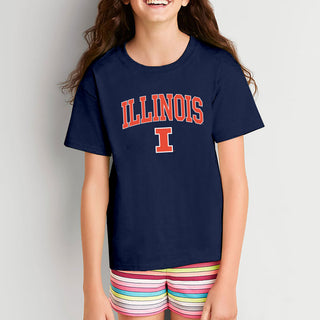 University of Illinois Fighting Illini Arch Logo Cotton Youth T-Shirt - Navy