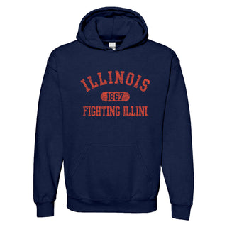 University of Illinois Fighting Illini Athletic Arch Cotton Hoodie - Navy