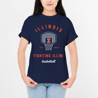 Illinois Fighting Illini Basketball Net T Shirt - Navy