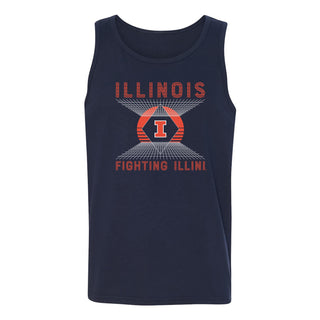 Illinois Fighting Illini Vaporwave Grid Tank Top - Navy