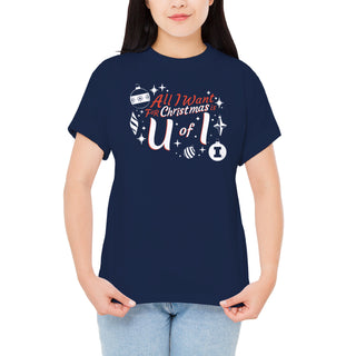 Illinois Fighting Illini All I Want For Christmas Is U of I T Shirt - Navy