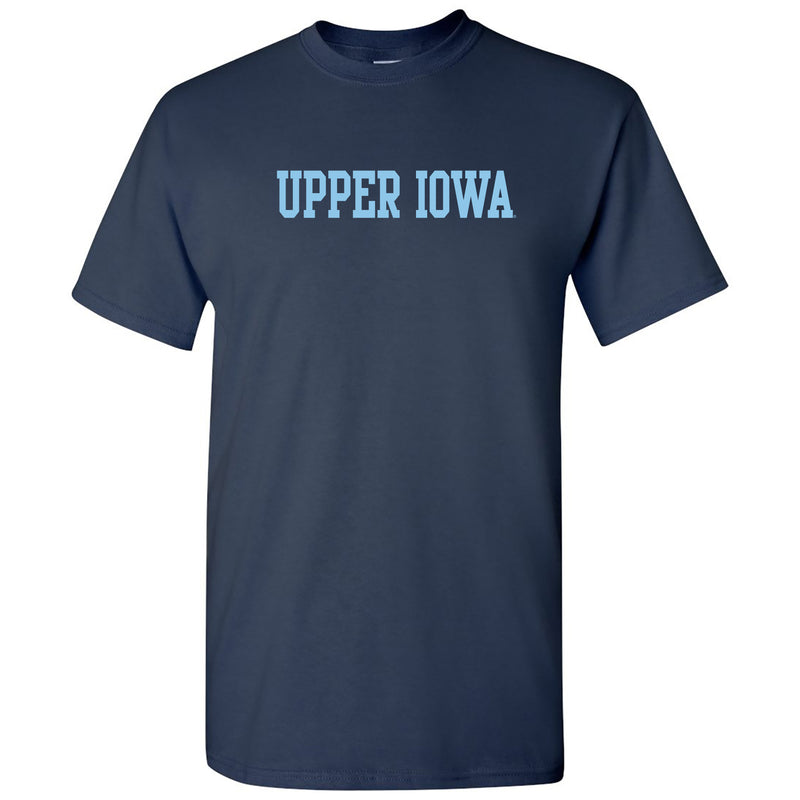 Upper Iowa University Peacocks Basic Block Cotton Short Sleeve T Shirt - Navy