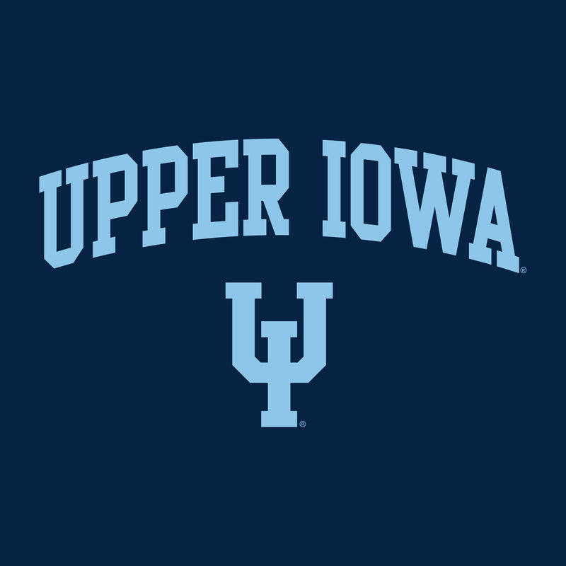 Upper Iowa University Peacocks Arch Logo Basic Cotton Youth Short Sleeve T Shirt - Navy