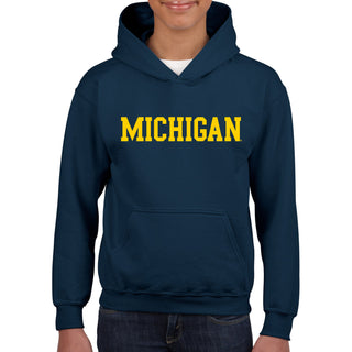 Basic Block University of Michigan Youth Basic Cotton Hoodie - Navy