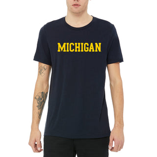 Michigan Basic Block Canvas Triblend T-Shirt - Solid Navy Triblend