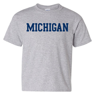 Basic Block University of Michigan Basic Cotton Short Sleeve Youth T Shirt - Sport Grey