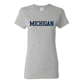 Basic Block University of Michigan Women's Basic Cotton Short Sleeve T Shirt - Sport Grey