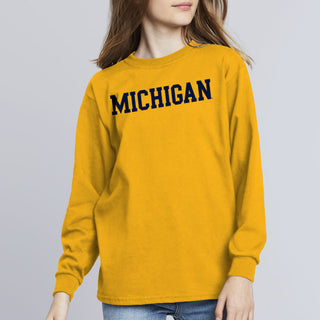 Michigan Wolverines Basic Block Youth Long Sleeve Shirt - Gold