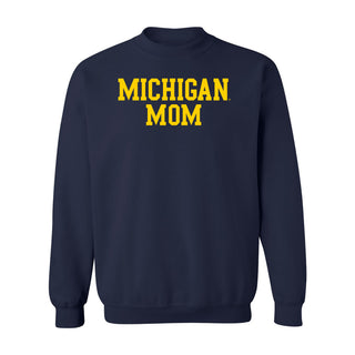 Michigan Wolverines Basic Block Mom Crewneck Sweatshirt - Navy