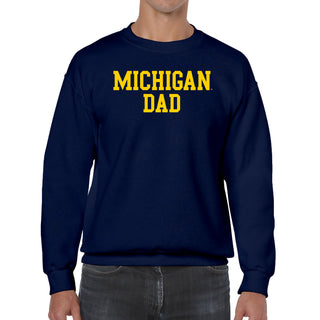 Michigan Wolverines Basic Block Dad Crewneck Sweatshirt - Navy