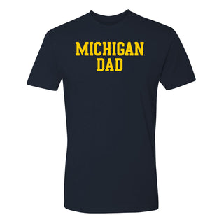 Michigan Wolverines Basic Block Dad Premium Cotton T Shirt - Midnight Navy