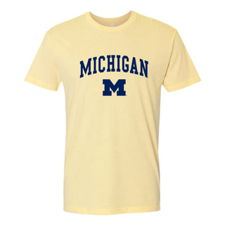 Arch Logo University of Michigan Next Level Premium Short Sleeve T Shirt - Banana Cream